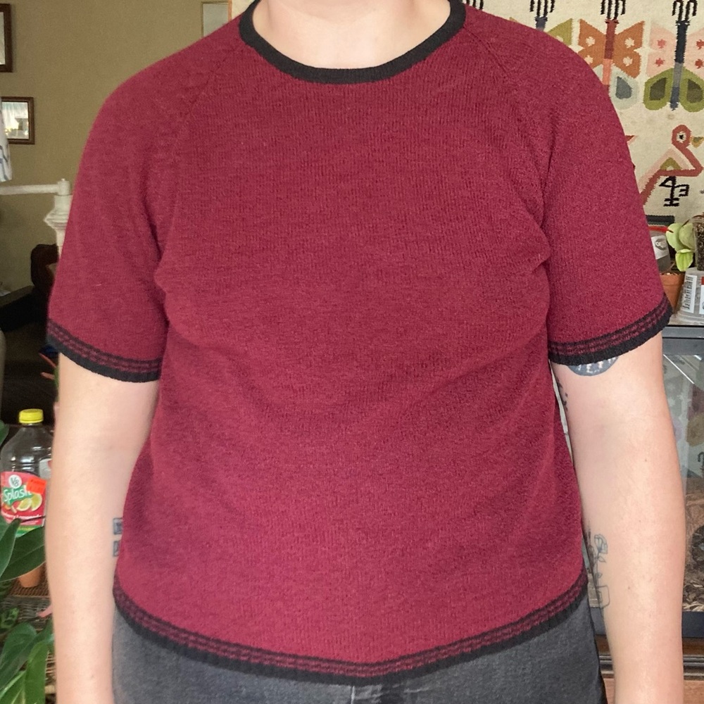 Jason Maxwell Burgundy Sweater Blouse